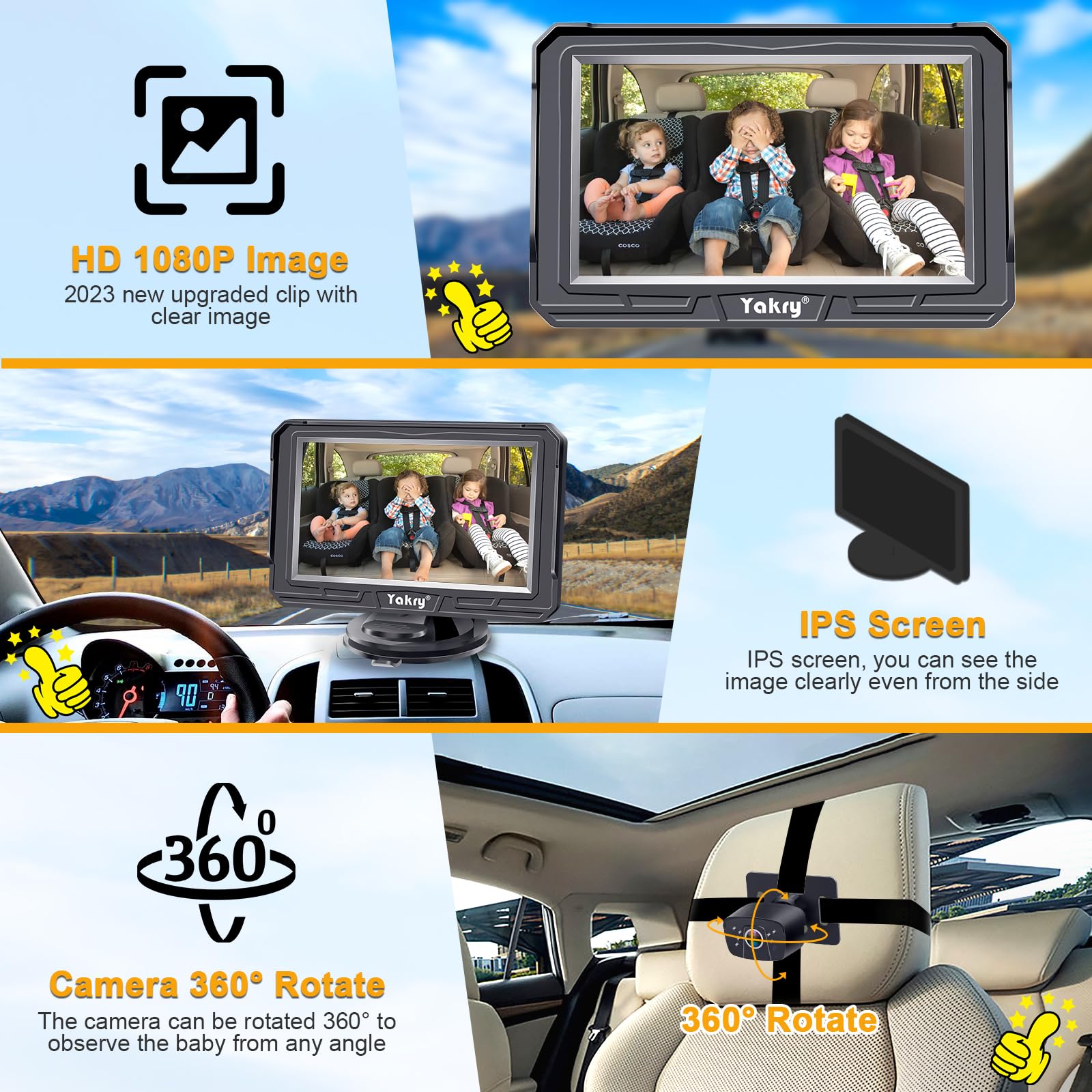Foto 6 pulgar | Cámara De Coche Para Bebés Yakry Y60 Hd 1080p Con Visión Diurna Y Nocturna - Venta Internacional.