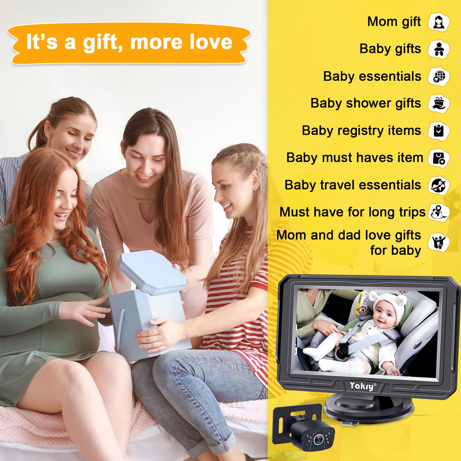 Foto 6 | Cámara De Coche Para Bebés Yakry Y60 Hd 1080p Con Visión Diurna Y Nocturna - Venta Internacional.