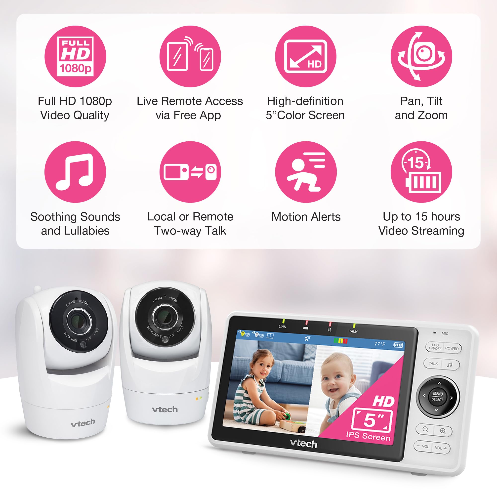 Foto 3 pulgar | Monitor para Bebés Vtech Mejorado con 2 Cámaras Smart Wifi 1080p FHD - Venta Internacional