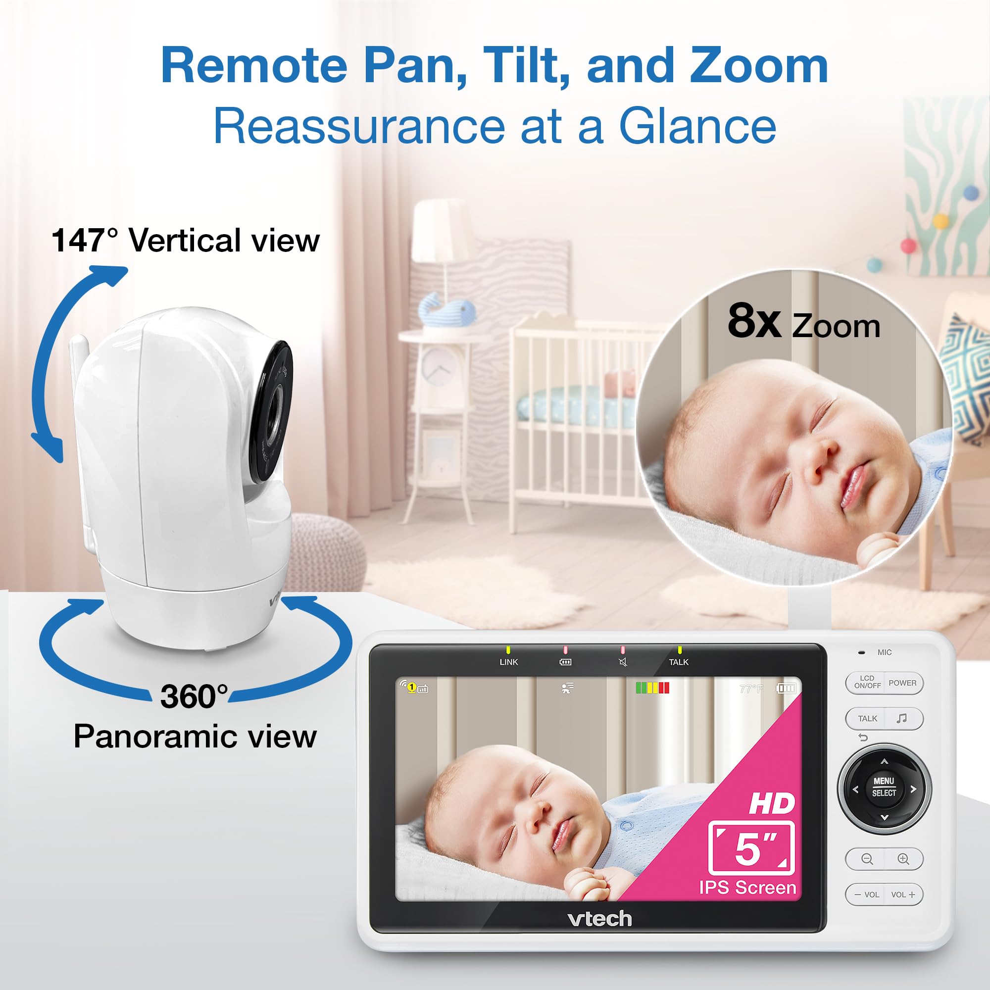 Foto 7 pulgar | Monitor para Bebés Vtech Mejorado con 2 Cámaras Smart Wifi 1080p FHD - Venta Internacional