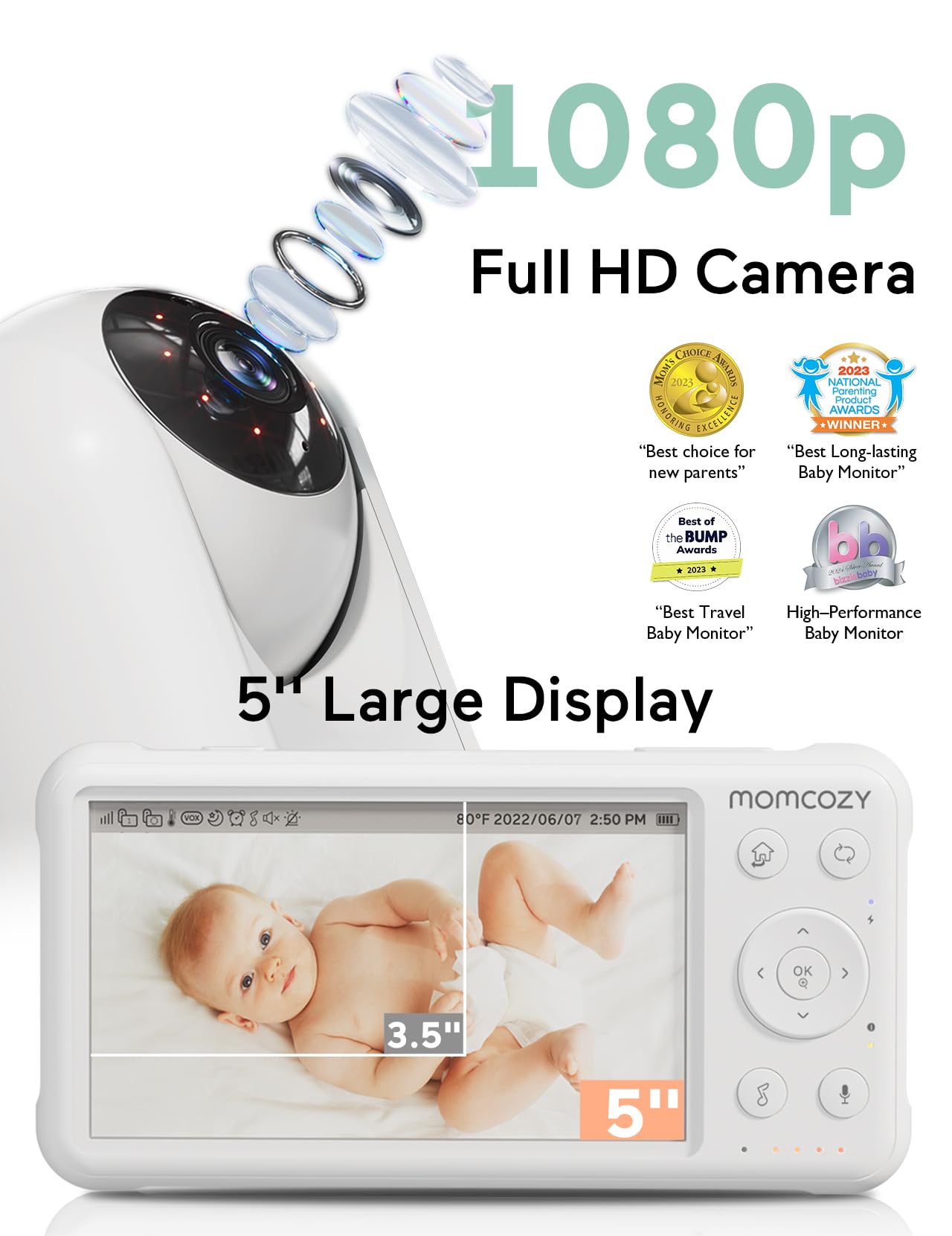 Foto 2 | Monitor de 5 Pulgadas Momcozy 2 Piezas-Venta Internacional