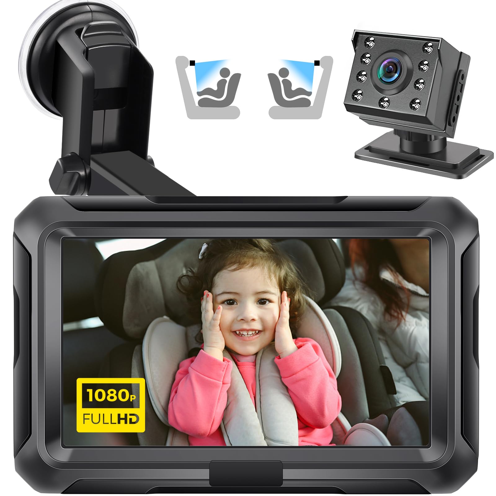 Foto 2 pulgar | Cámara De Coche Para Bebés Zacro 1080p Hd Con Visión Nocturna De 150°, Visión Ancha - Venta Internacional.