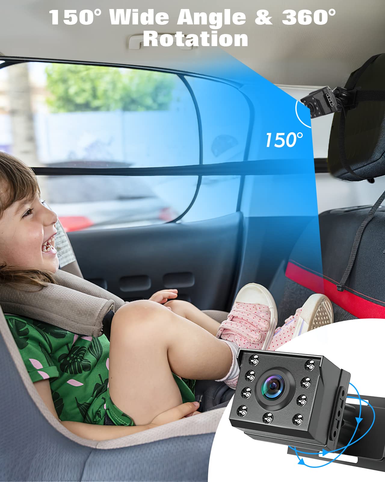 Foto 6 pulgar | Cámara De Coche Para Bebés Zacro 1080p Hd Con Visión Nocturna De 150°, Visión Ancha - Venta Internacional.