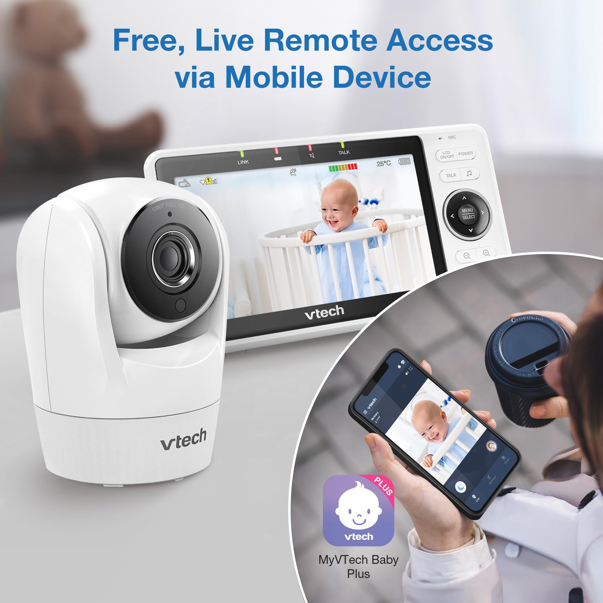 Foto 5 pulgar | Monitor Wifi Inteligente Para Bebés Vtech Vm901 Con Cámara De 1080p Y 5 Pulgadas - Venta Internacional.