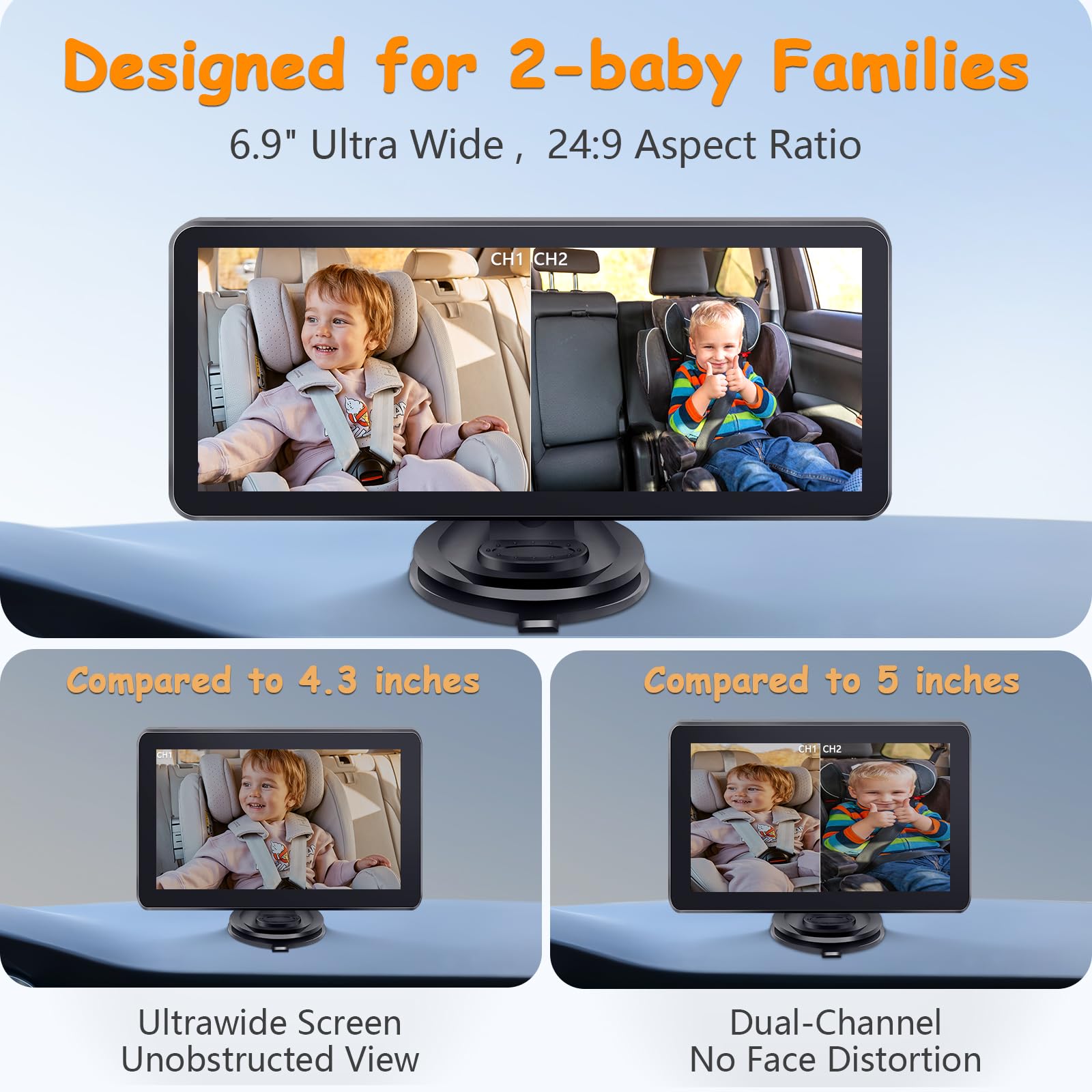 Foto 4 pulgar | Cámara De Coche Para Bebés Yakry Y13 Con Pantalla Ultraancha De 6,9 Pulgadas - Venta Internacional.