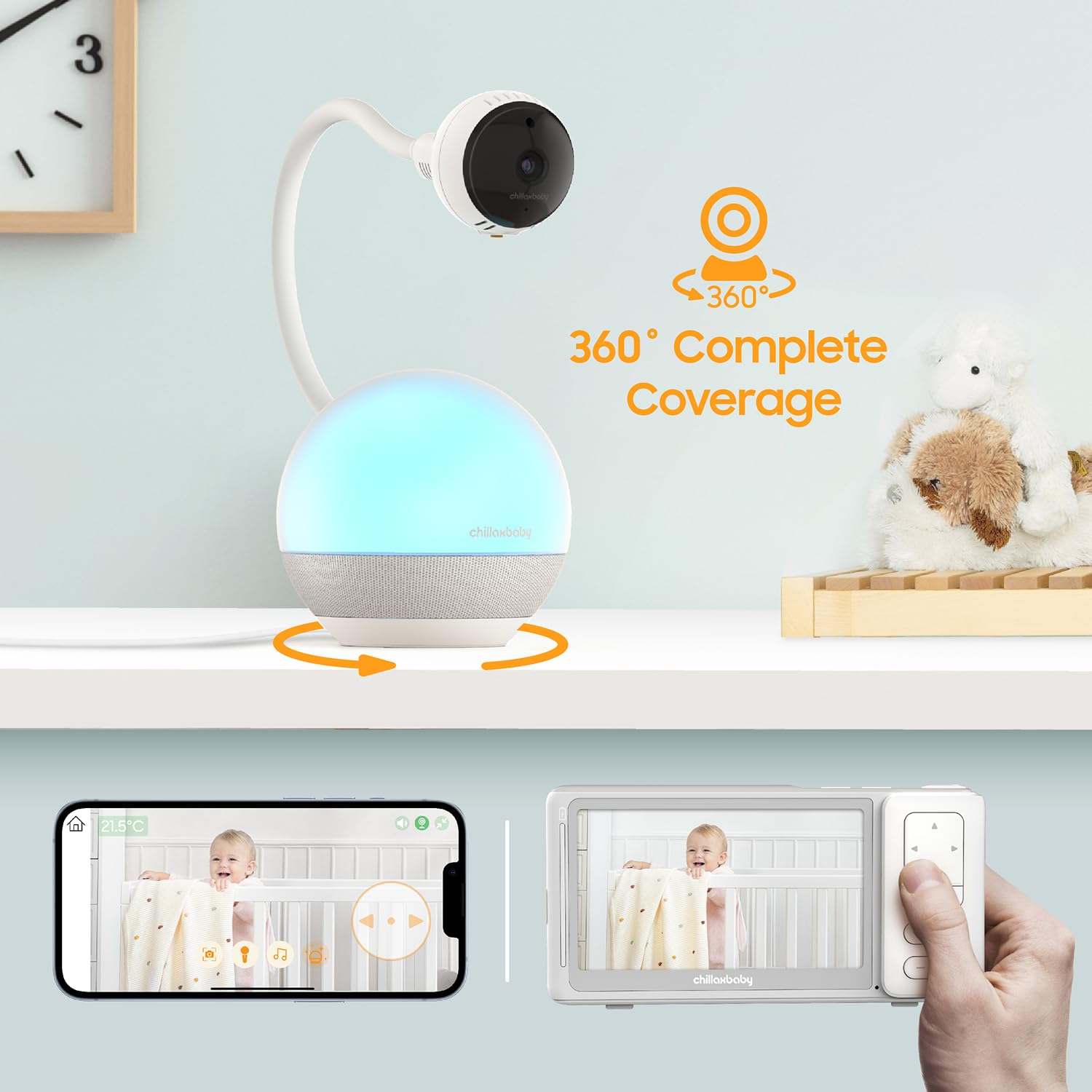 Foto 3 pulgar | Monitor Para Bebés Chillax Baby Mood Plus 1080p Hd Con Entrenador De Sueño - Venta Internacional.