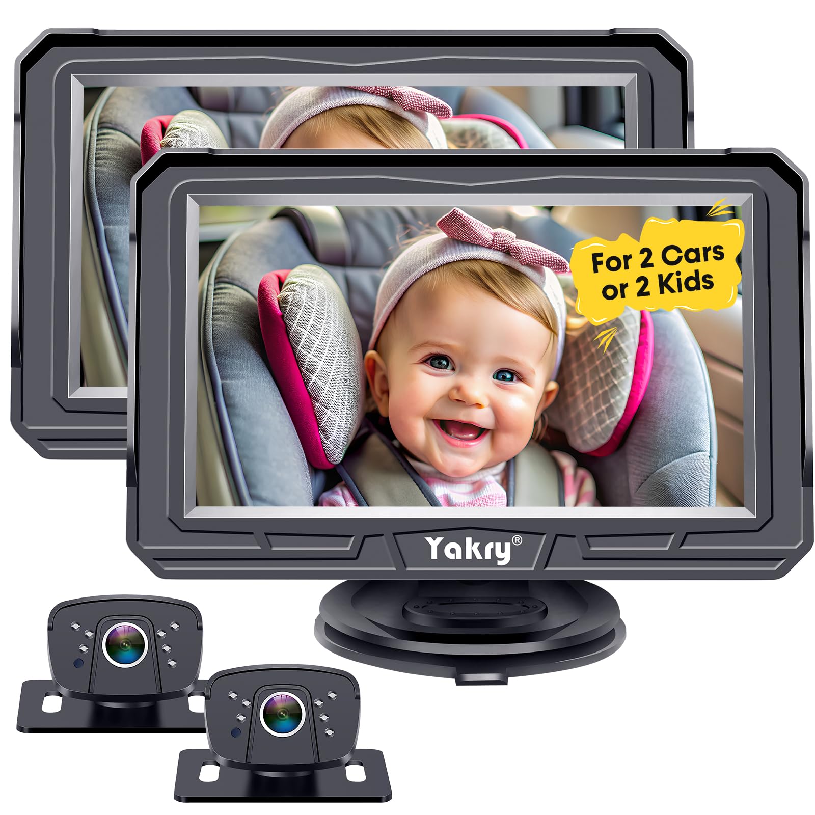 Foto 2 pulgar | Cámara De Coche Para Bebés Yakry Hd 1080p Con Cámara Dual, Paquete De 2 - Venta Internacional.