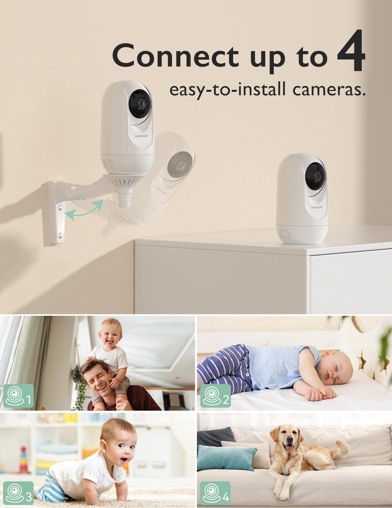 Foto 8 pulgar | Monitor Para Bebés Momcozy Bm01, Cámara Adicional 1080p Hd Con Panorámica, Inclinación Y Zoom - Venta Internacional.