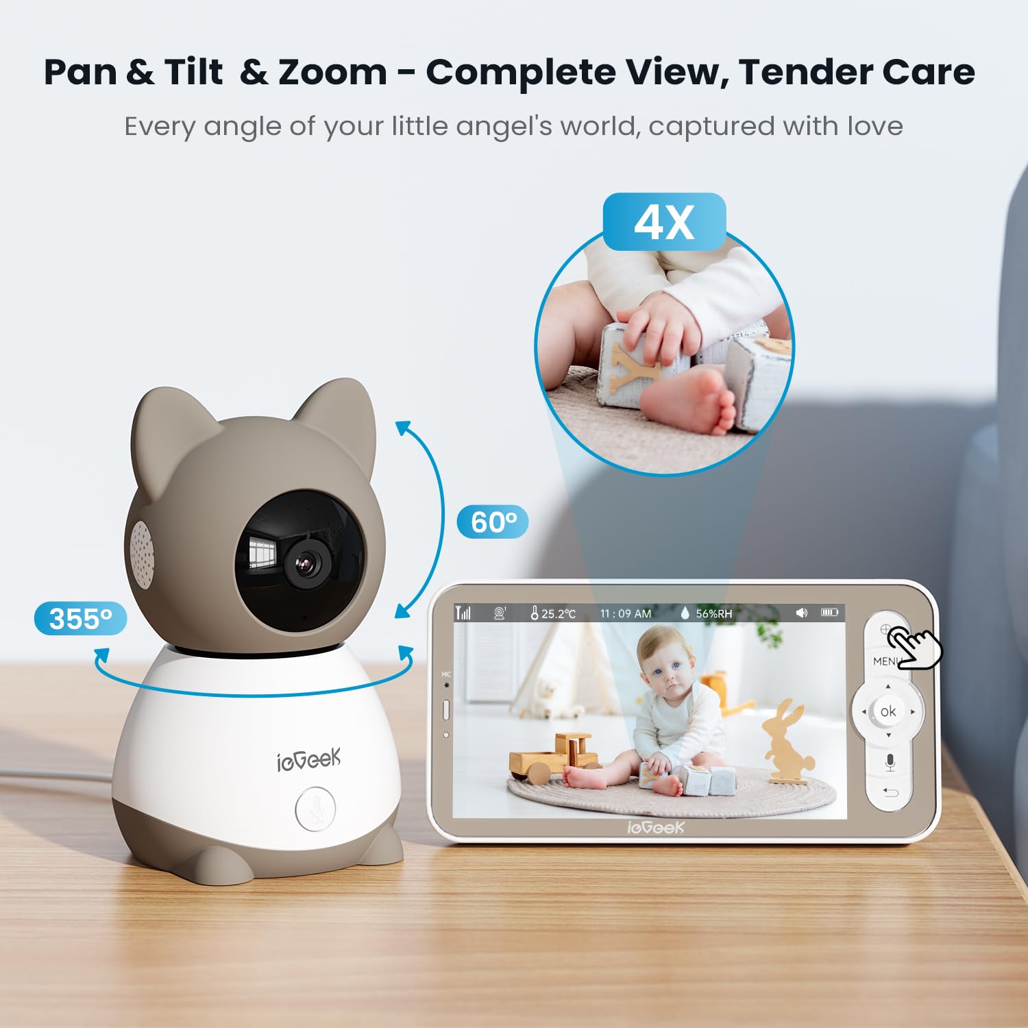 Foto 7 pulgar | Cámara Baby Monitor Iegeek 2k Con Pantalla De Visión Nocturna De 5 Pulgadas - Venta Internacional.