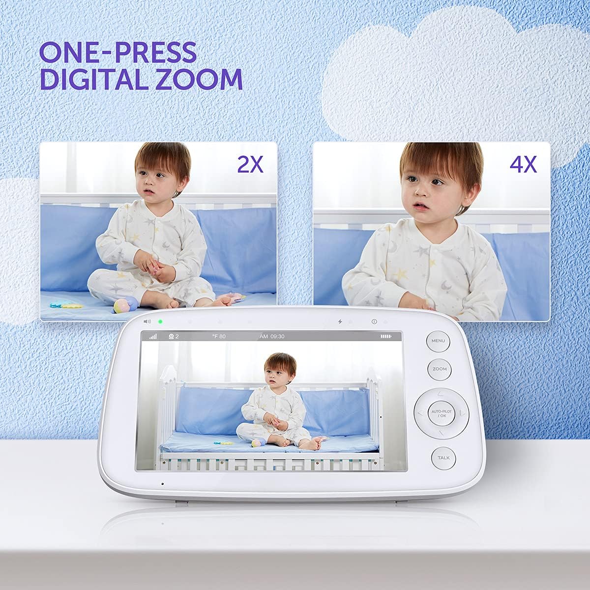 Foto 7 | Monitor De Vídeo Para Bebés Hipp 5 720p Con Cámara De Giro, Inclinación Y Zoom De 900 Pies - Venta Internacional.