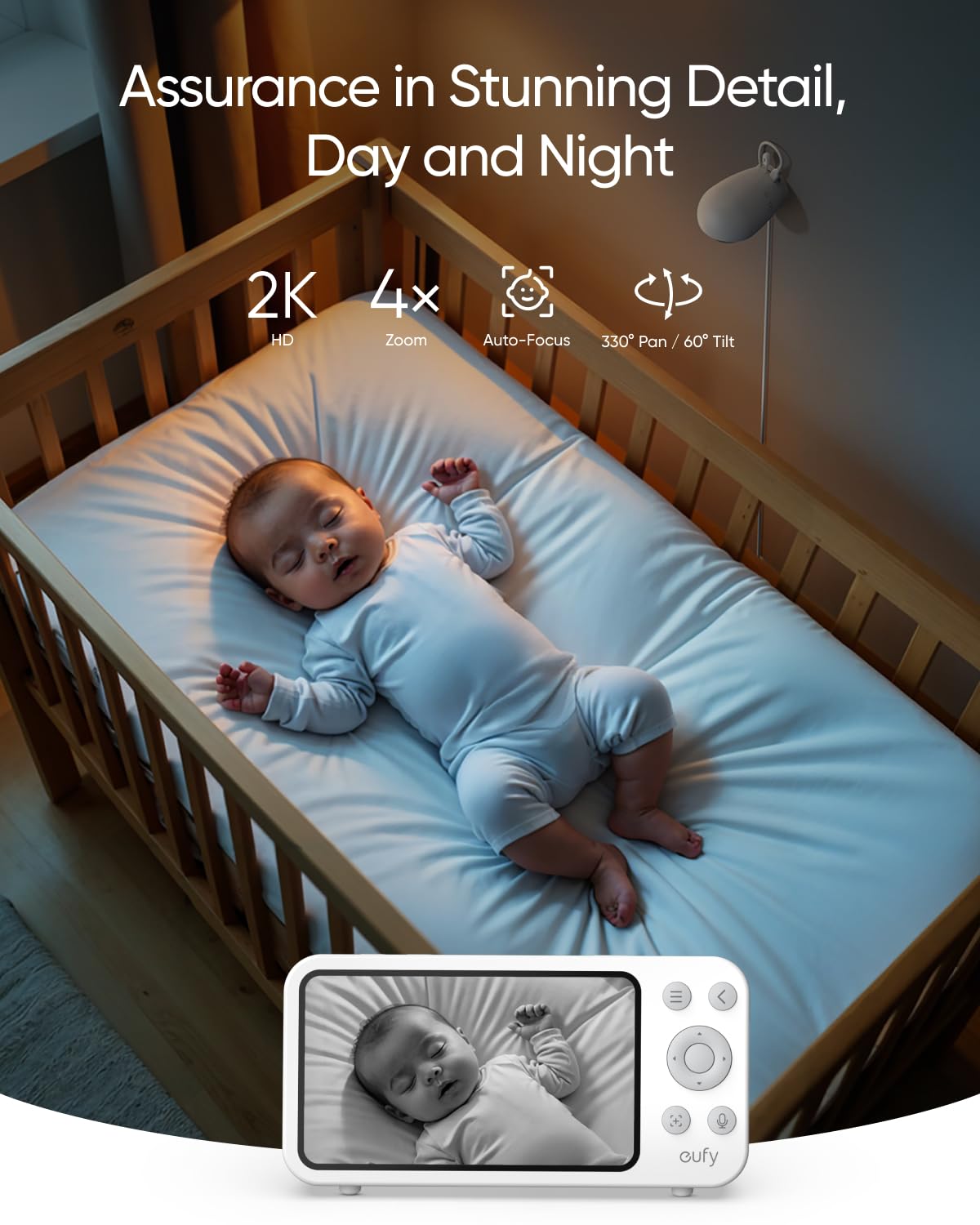 Foto 4 pulgar | Monitor Para Bebés Eufy E20 2k Hd, Pantalla Wifi De 5 Pulgadas Y 720p - Venta Internacional.