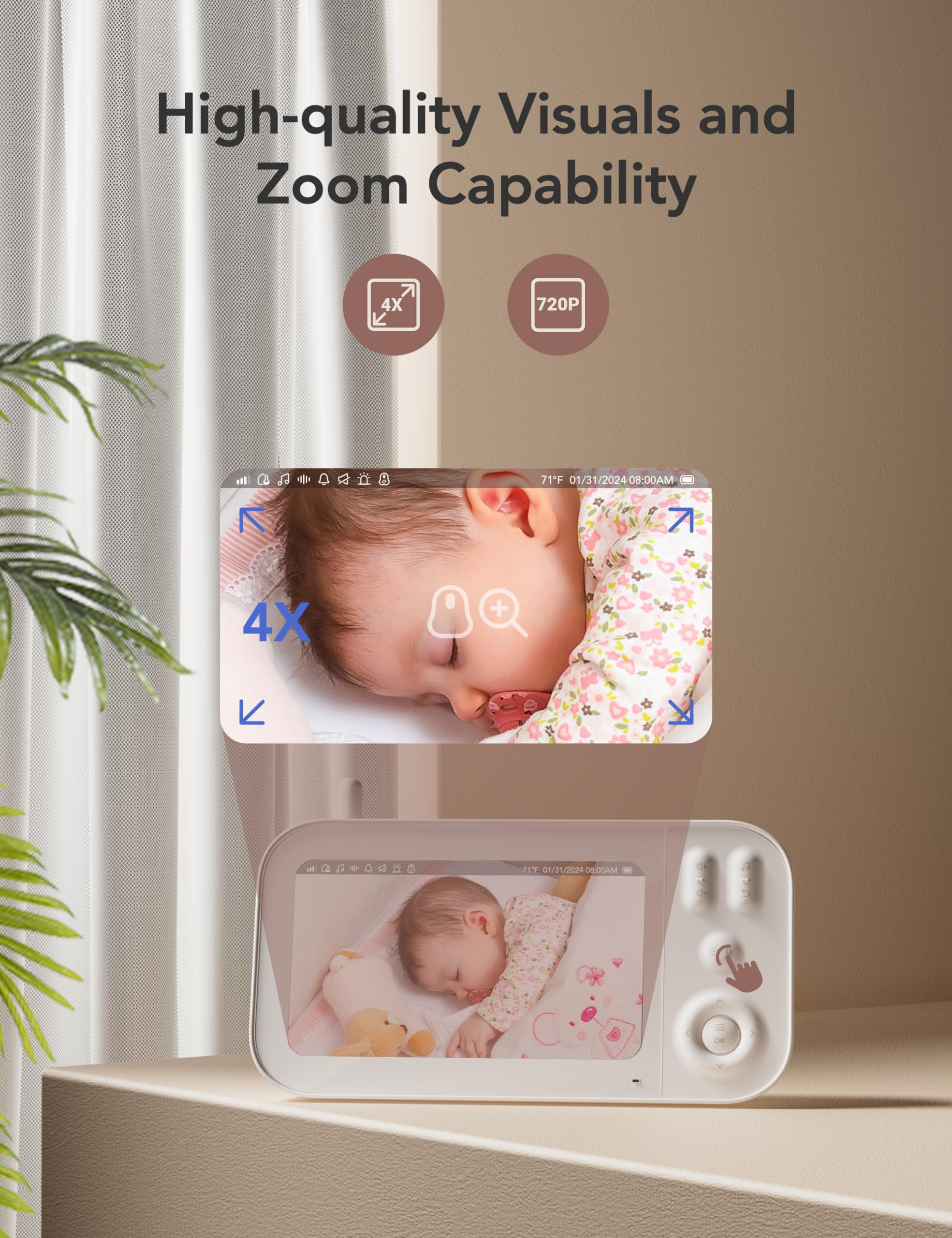 Foto 5 pulgar | Monitor Para Bebés Nooie Con Cámara 720p Hd Y Pantalla De 5 Pulgadas - Venta Internacional.