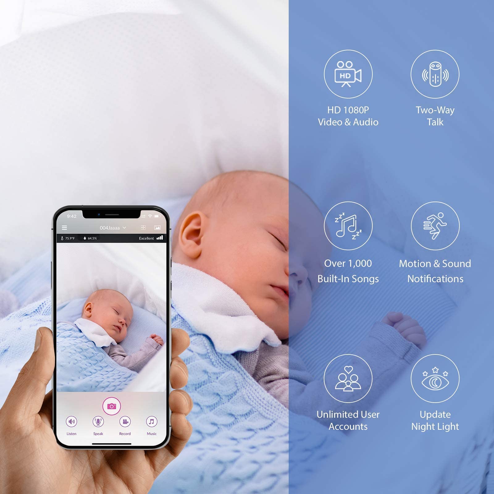 Foto 8 pulgar | Monitor Para Bebés Ibaby M2c Wifi Fhd 1080p Audio Visión Nocturna - Venta Internacional.