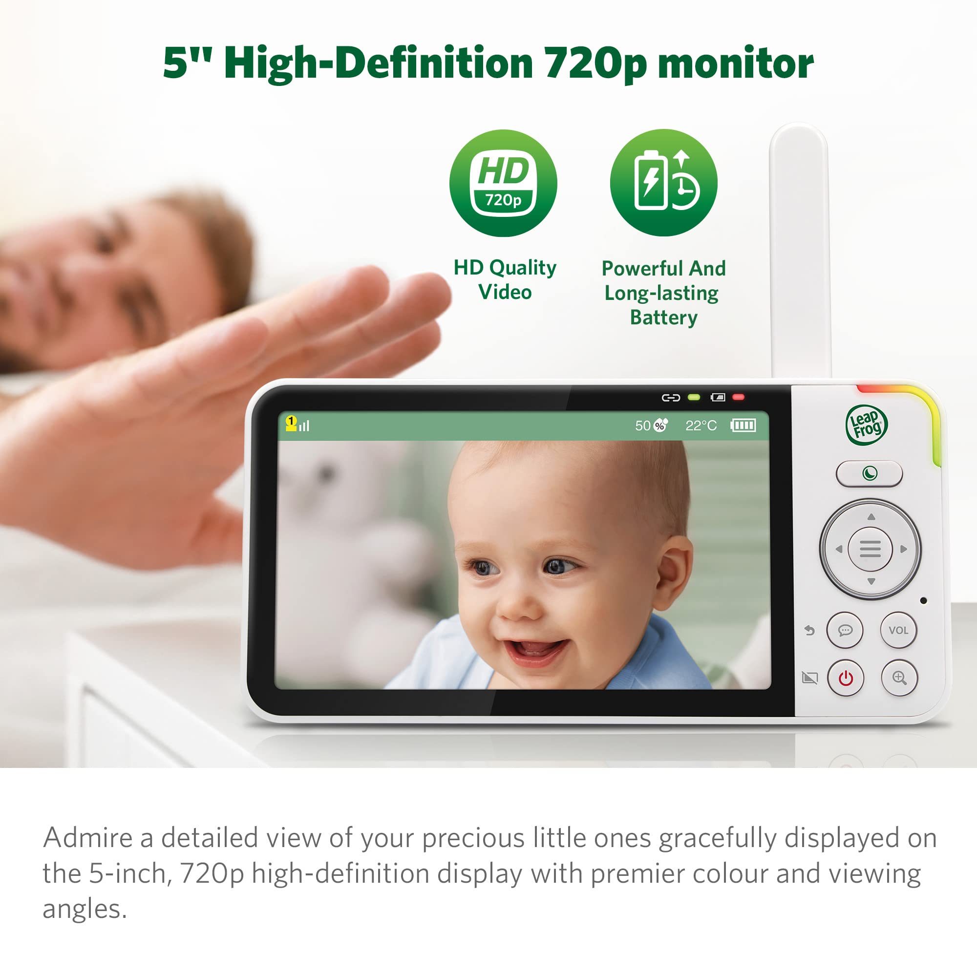 Foto 7 pulgar | Monitor Para Bebés Leapfrog Lf925hd Con Cámara 1080p Wifi Y Pantalla De 5 Pulgadas - Venta Internacional.