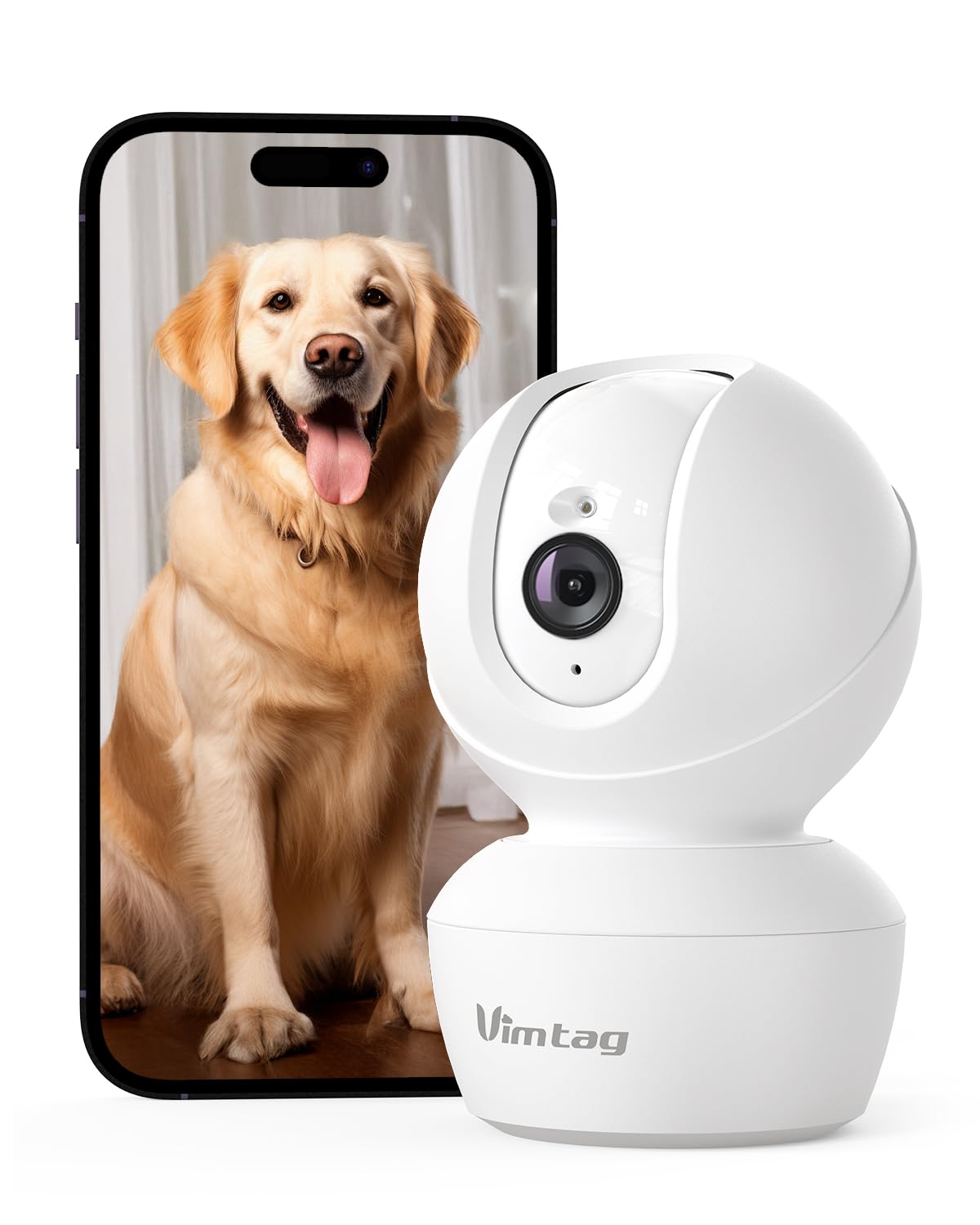 Cámara Interior Vimtag 2.5k Con Altavoz Con Vista De 360° Para Seguridad Doméstica - Venta Internacional.