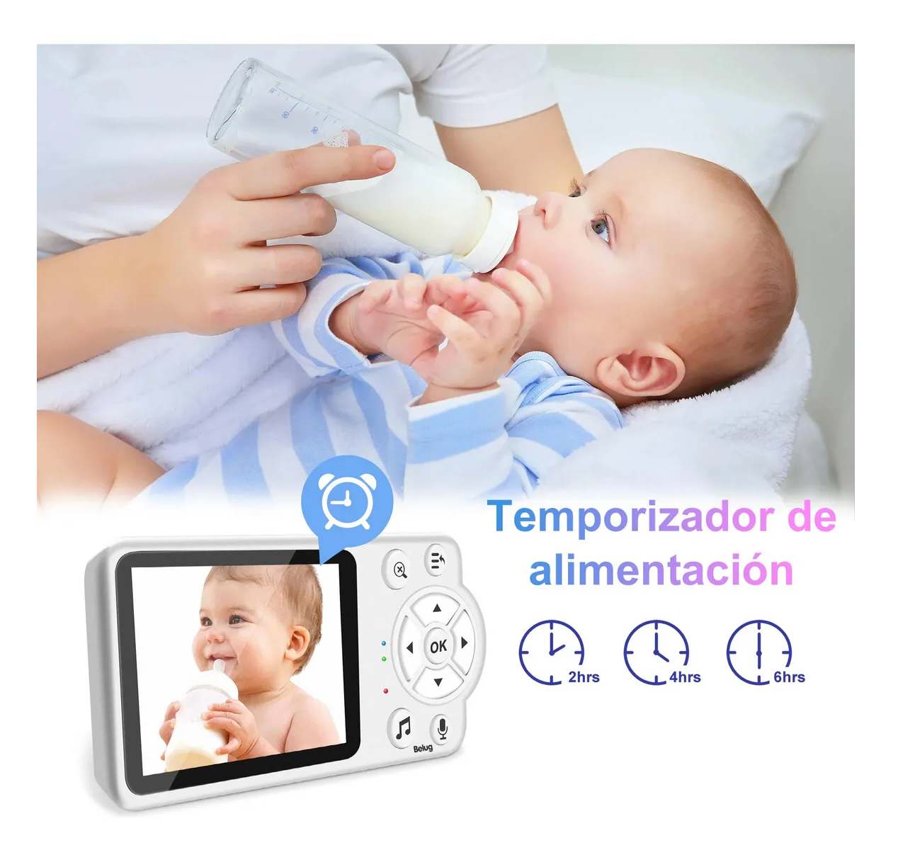 Foto 5 pulgar | Monitor Para Bebe Seguridad De Visión Nocturna Con Audio 2 Pzs Blanco