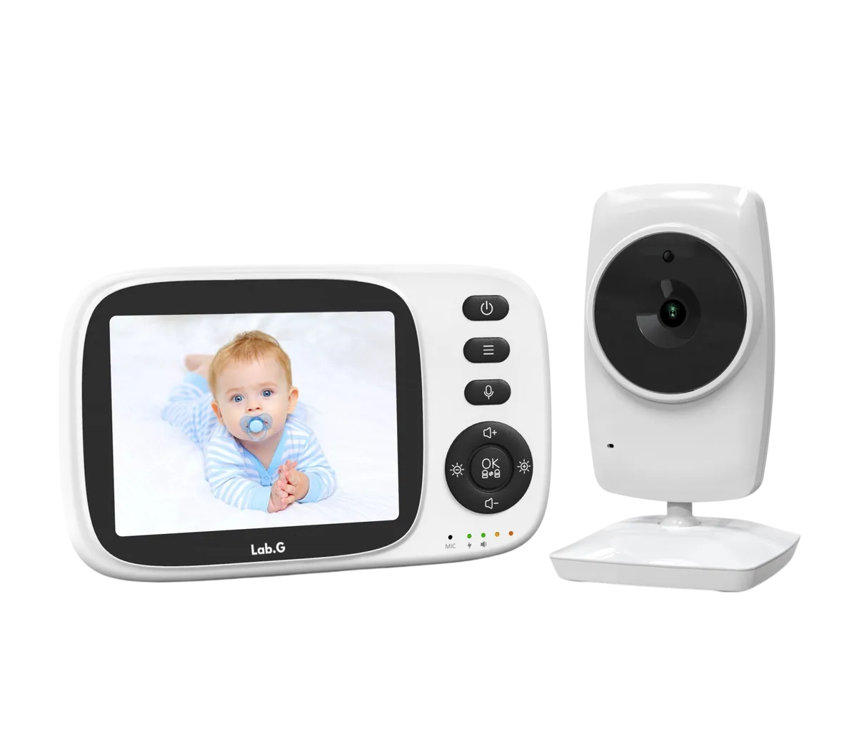 Monitor Para Bebe Inalámbrico Cámara Seguridad Blanco Detalles Negro