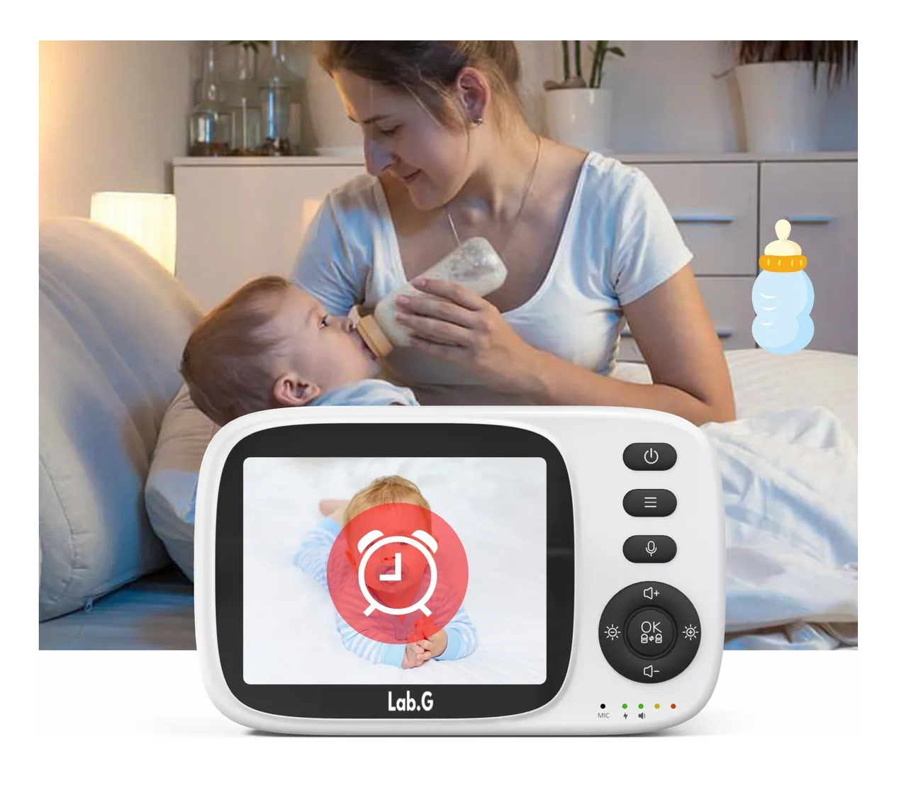 Foto 4 pulgar | Monitor Para Bebe Inalámbrico Cámara Seguridad Blanco Detalles Negro