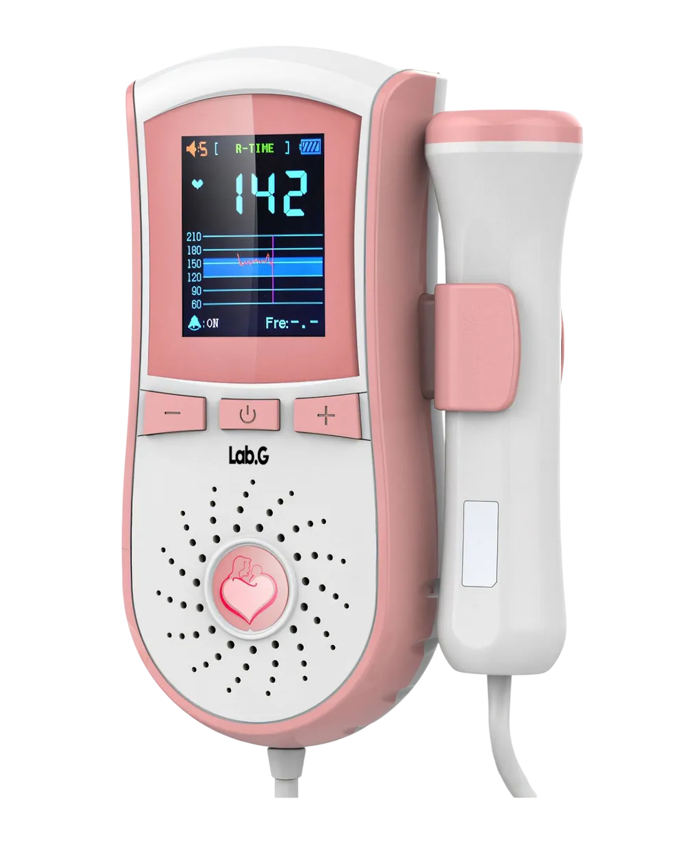 Detector De Frecuencia Cardíaca Fetal Doppler + Gel Batería  Blanco/rosa