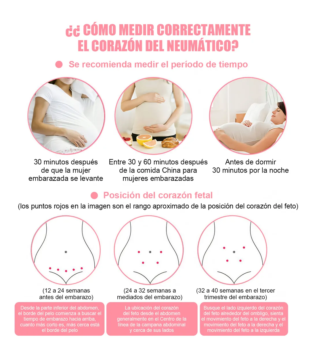 Foto 5 | Detector De Frecuencia Cardíaca Fetal Doppler + Gel Batería  Blanco/rosa