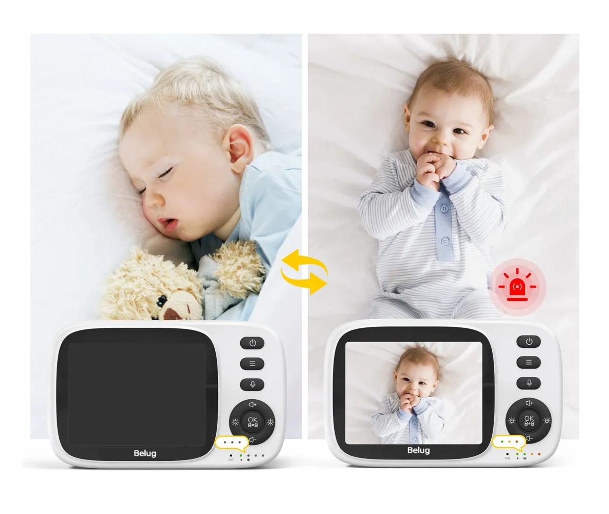 Foto 5 pulgar | Monitor Para Bebe Inalámbrico Cámara Seguridad Blanco Detalles Negro