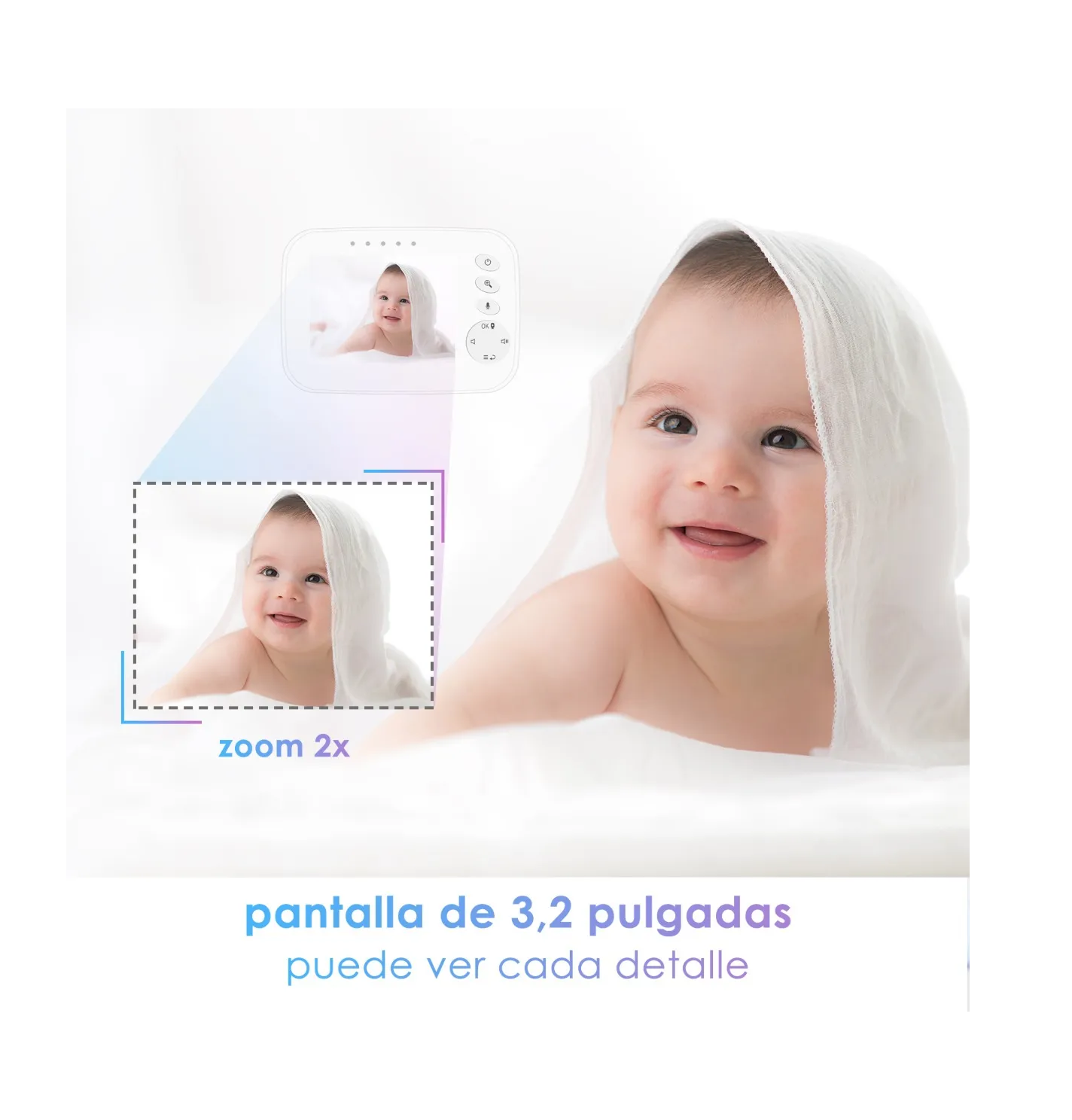 Foto 3 pulgar | Monitor De Video Para Bebés Con Cámara De Visión Nocturna Blanco