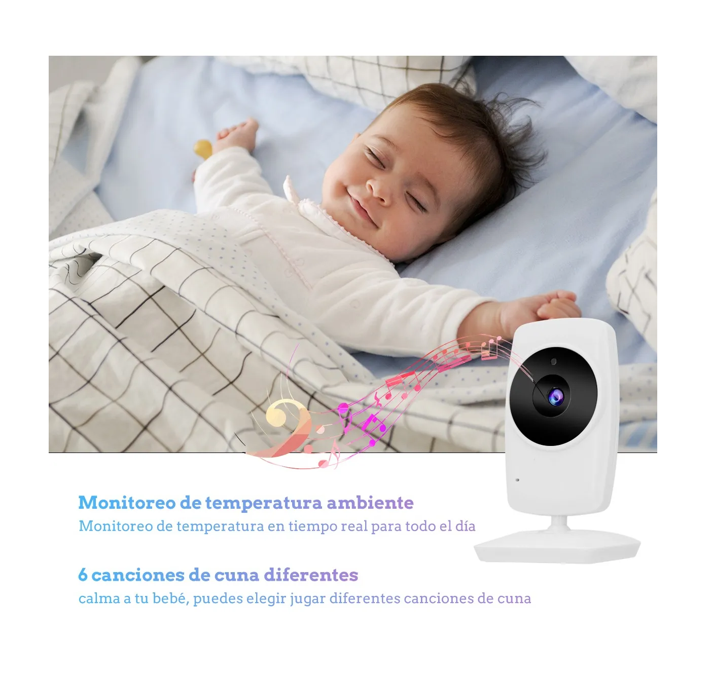 Foto 4 pulgar | Monitor De Video Para Bebés Con Cámara De Visión Nocturna Blanco