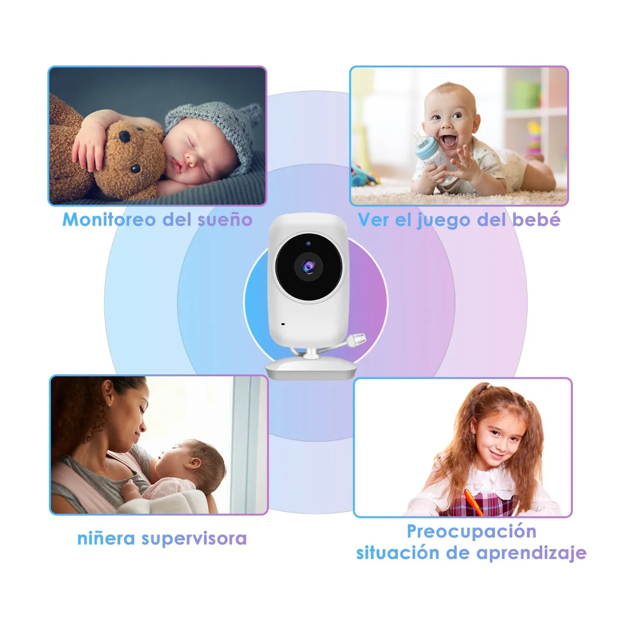 Foto 4 | Monitor De Video Para Bebés Con Cámara De Visión Nocturna Blanco
