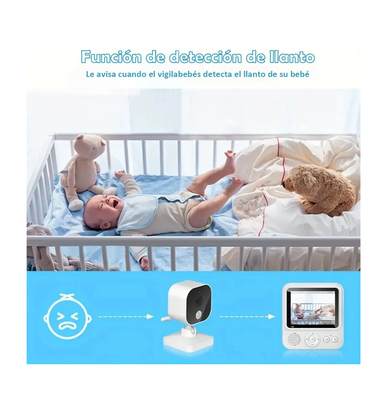 Foto 3 | Monitor De Bebe Con Camara De Vision Nocturna Blanco/negro