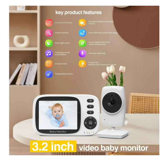 Foto 5 pulgar | Monitor para Bebe Inalámbrico Termometria