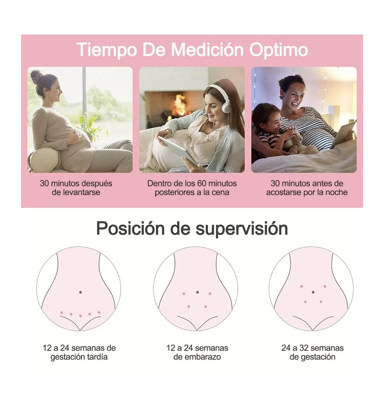 Foto 3 | Monito de Frecuencia Cardíaca Fetal Portátil Blanco