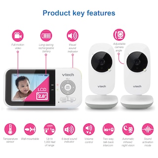 Foto 2 | Monitor de Vídeo para Bebé Vtech Vm819-2 con Batería de 19 Horas y 2 Cámaras - Venta Internacional