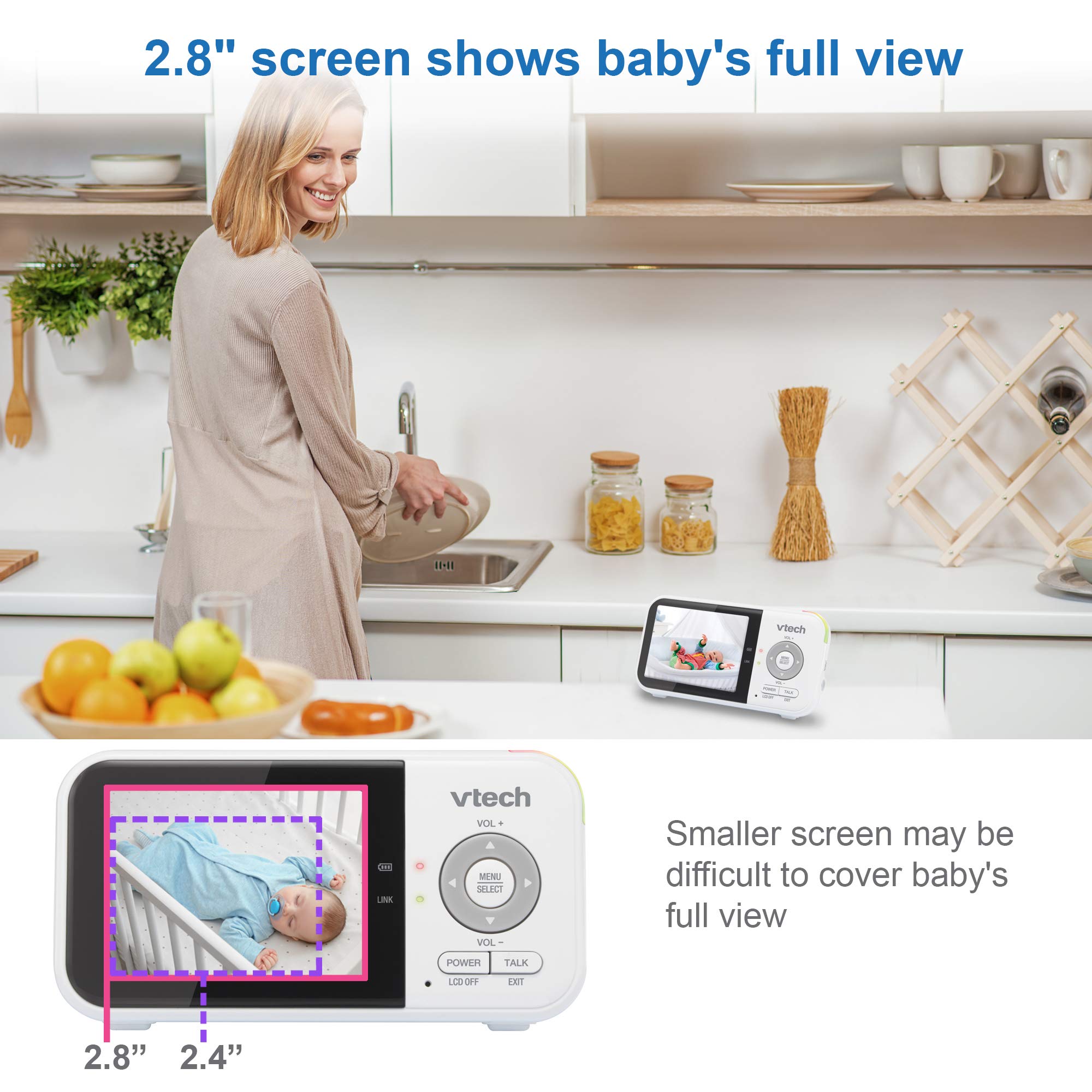 Foto 4 | Monitor de Vídeo para Bebé Vtech Vm819-2 con Batería de 19 Horas y 2 Cámaras - Venta Internacional
