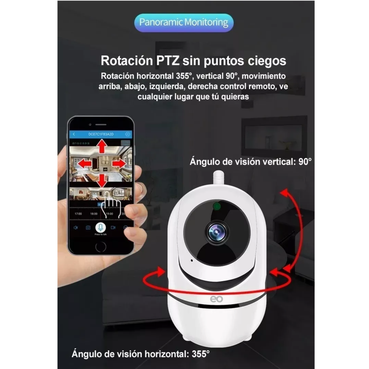 Foto 3 | Language Monitor Para Bebe Cámara De Seguridad Y Vigilancia Wifi Eo Safe Imports Esi-10067-1 Blanco