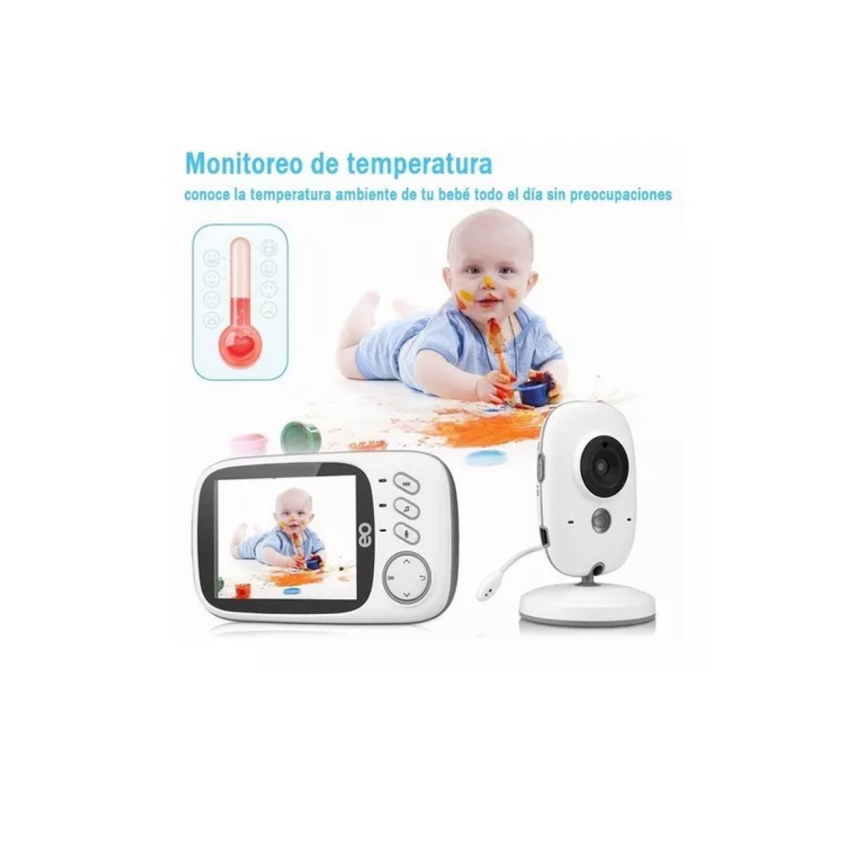 Foto 3 pulgar | Monitor para Bebé Eo Safe Imports ESI-10068-1 Blanco Visión Nocturna Inalámbrica y Audio