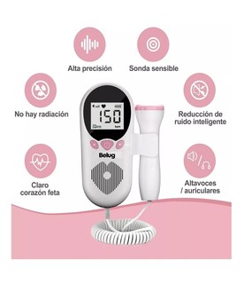 Foto 3 | Detector De Frecuencia Cardíaca Fetal, Belug Portátil Blanco/rosa