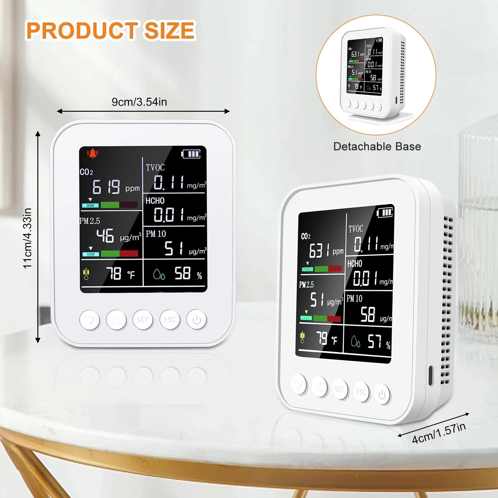 Foto 2 | Monitor De Calidad Del Aire Brw Indoor 7 En 1, Medidor De Co2 Tvoc Hcho - Venta Internacional.