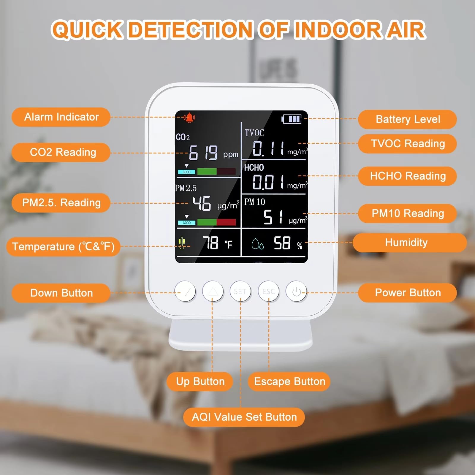 Foto 4 pulgar | Monitor De Calidad Del Aire Brw Indoor 7 En 1, Medidor De Co2 Tvoc Hcho - Venta Internacional.