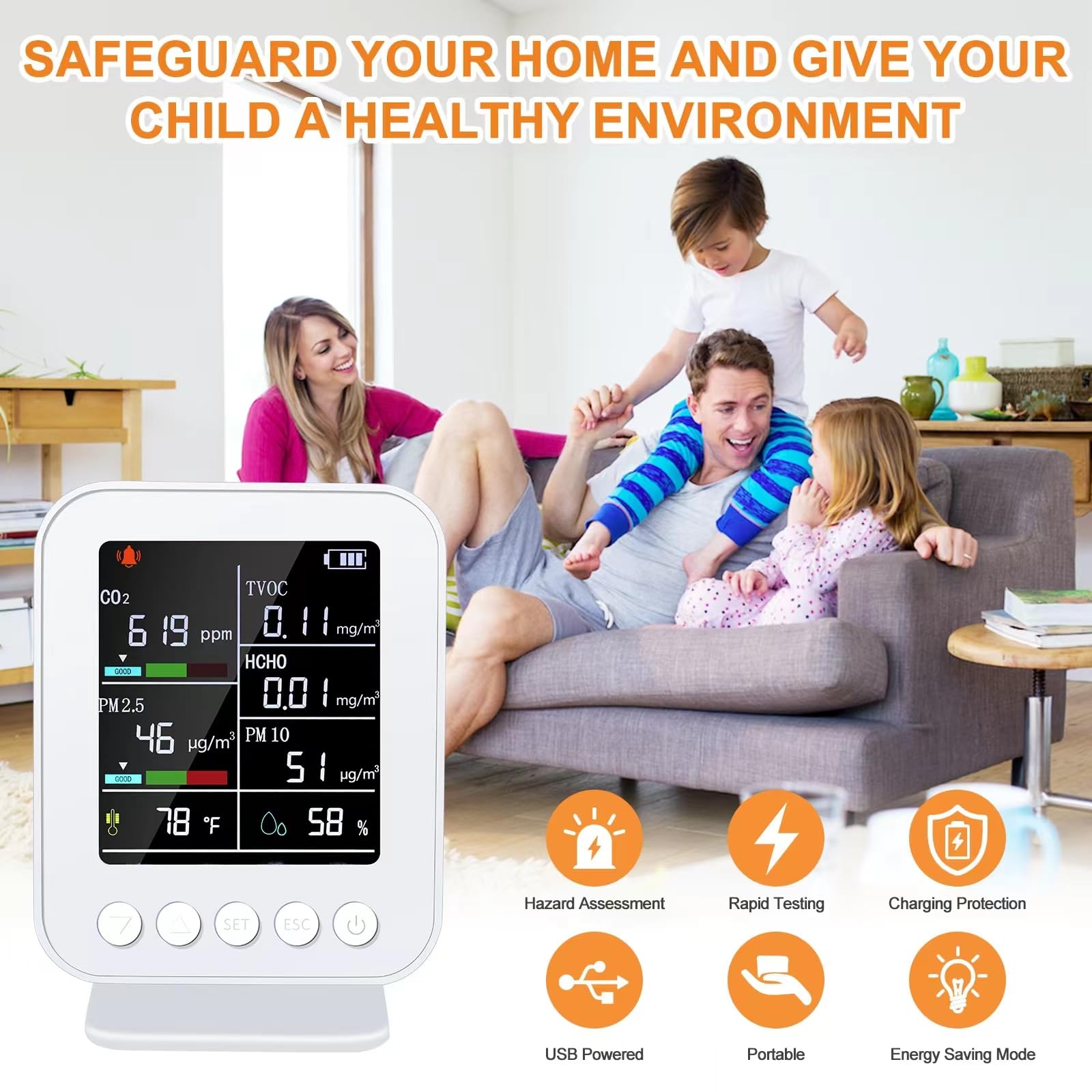 Foto 6 pulgar | Monitor De Calidad Del Aire Brw Indoor 7 En 1, Medidor De Co2 Tvoc Hcho - Venta Internacional.