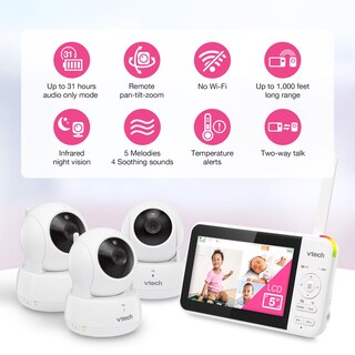 Foto 2 | Monitor De Vídeo Para Bebés Vtech Vm924-3 Con 3 Cámaras Lcd De 5'' - Venta Internacional.