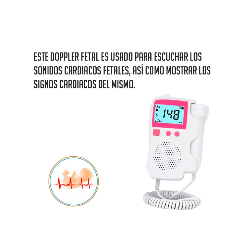 Foto 4 pulgar | Doppler Fetal Malubero Ultrasonido Portátil color Blanco con Rosa