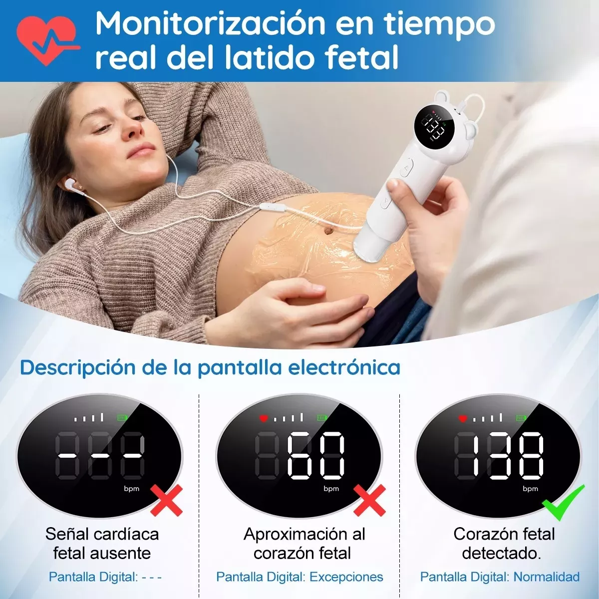 Foto 2 | Detector de Frecuencia Cardiaca Fetal Portátil Eo Safe Imports  Esi-12567 Azul