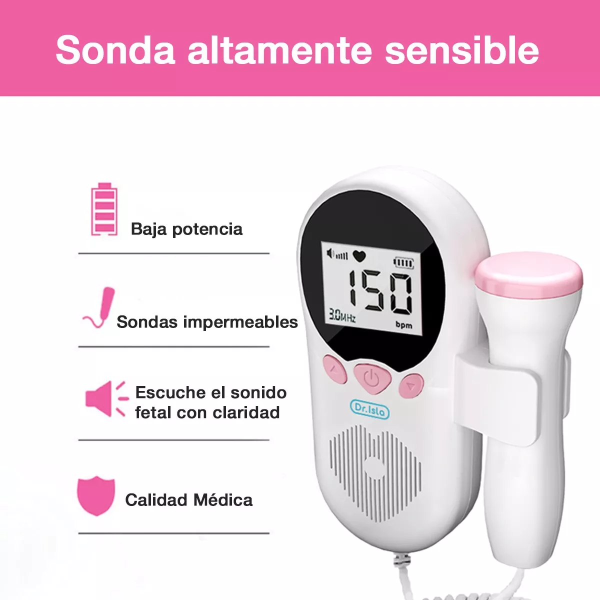 Foto 2 | Monitor Fetal Doppler Monitor Para Escuchar Latidos Bebé Eo Safe Imports Esi-17368 Blanco