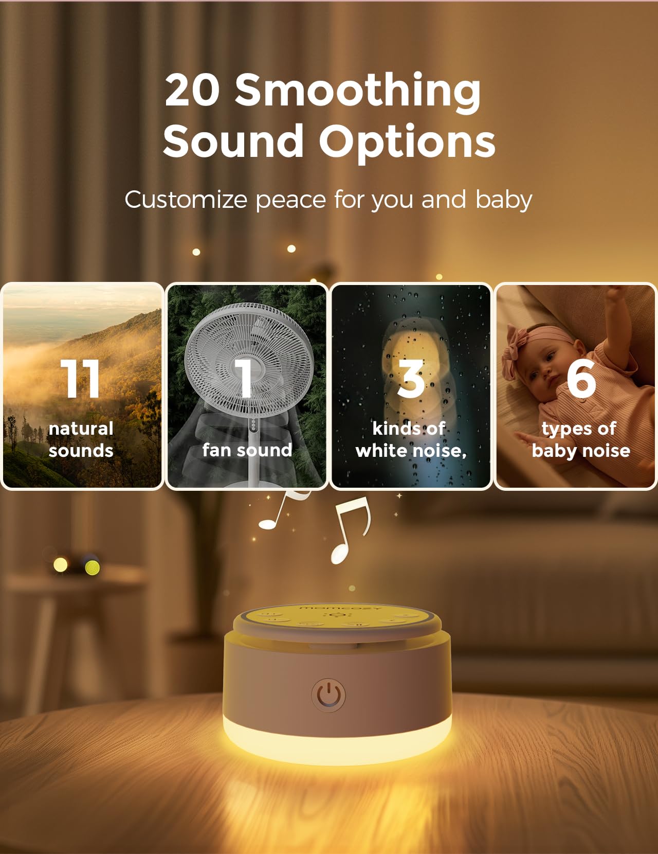 Foto 4 pulgar | Máquina De Sonido Momcozy Para Bebé Con 20 Sonidos Relajantes Y Luz - Venta Internacional.