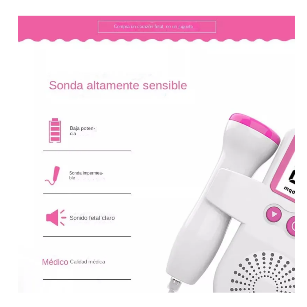 Foto 5 pulgar | Monitor Para Bebe Lab.g Monitor Para Escuchar Latidos Bebe Blanco Rosa