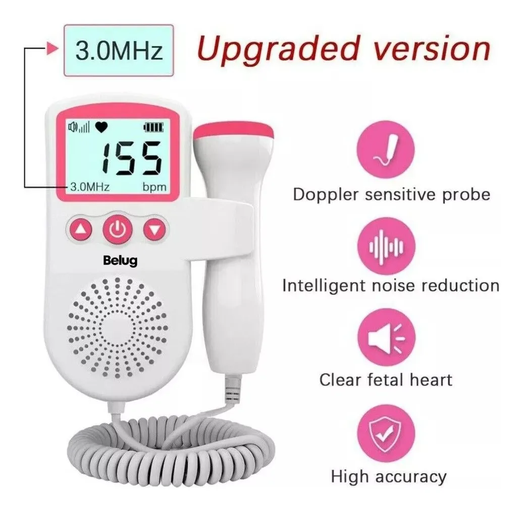 Foto 6 pulgar | Monitor Para Bebe Belug Monitor Para Escuchar Latidos Bebe Blanco Rosa
