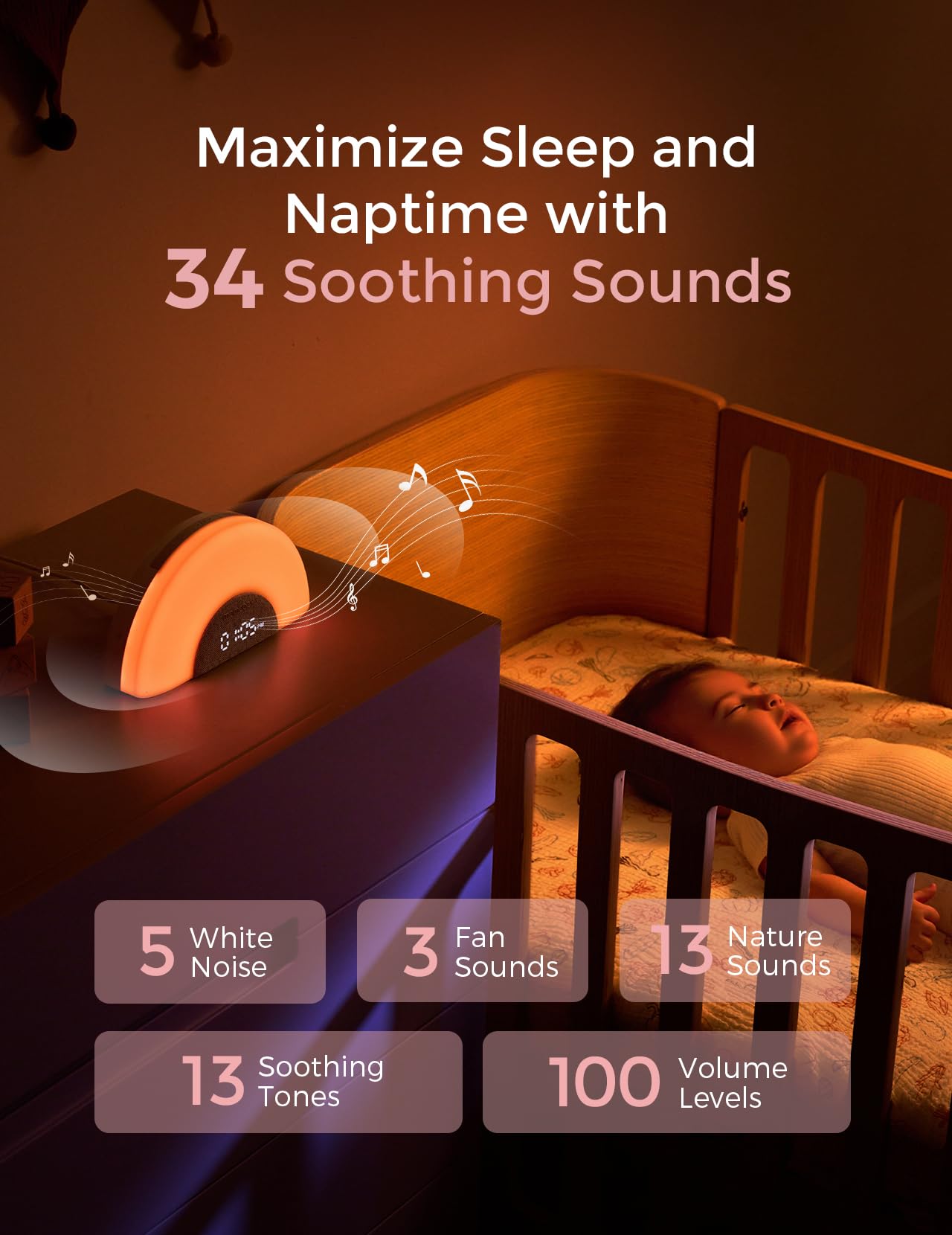 Foto 5 pulgar | Máquina De Sonido Para Bebés Momcozy Dreamsync Tech Con Luz Nocturna - Venta Internacional.