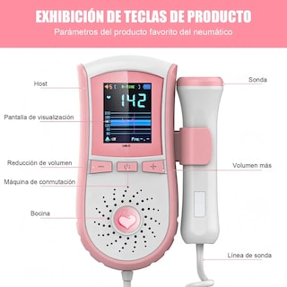 Foto 4 | Monitor Fetal Lab.g Doppler Para Escuchar Latidos Bebe Blanco Rosa