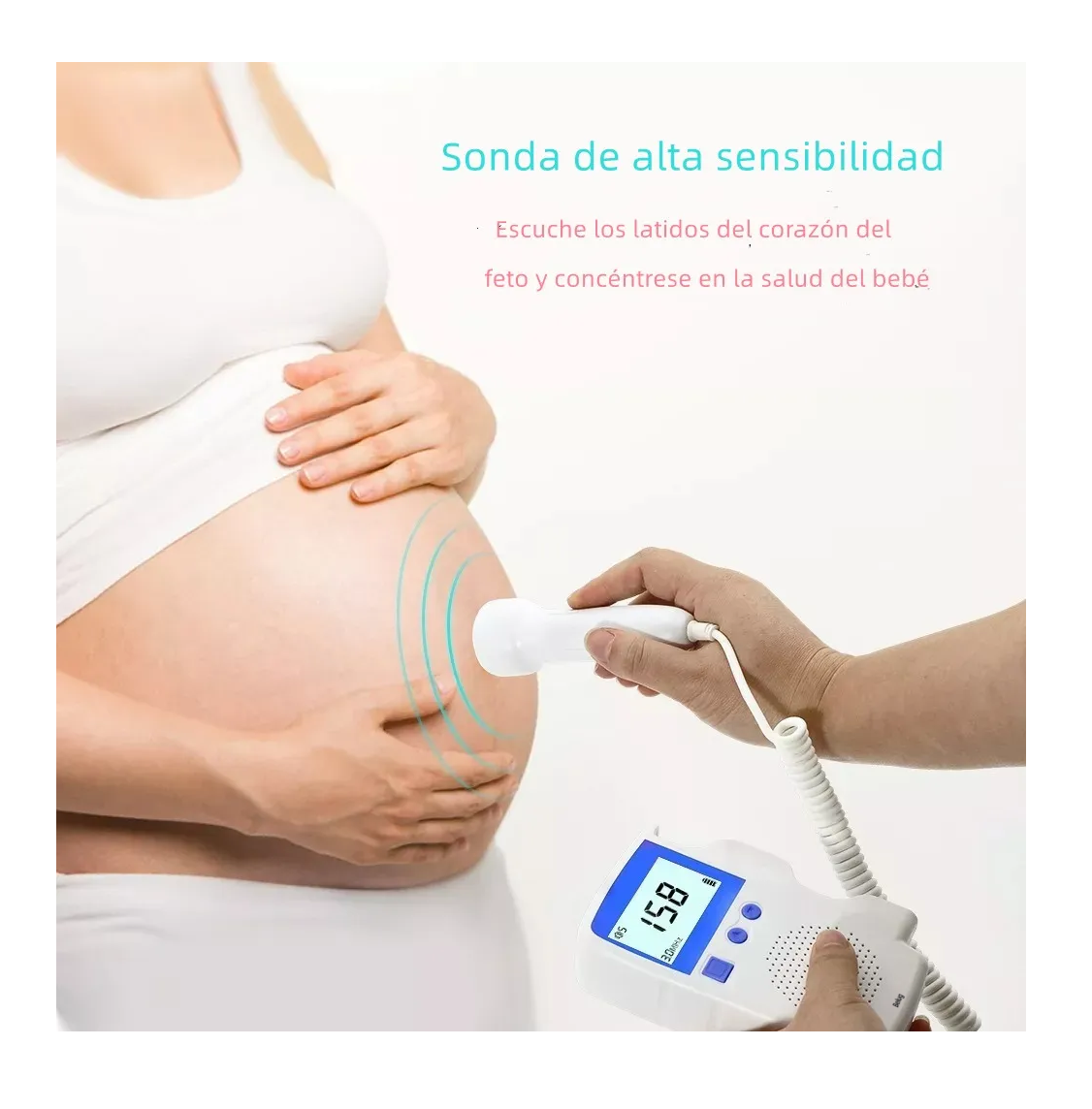 Foto 4 | Detector De Frecuencia Cardíaca Fetal Doppler + Gel Batería  Blanco/azul