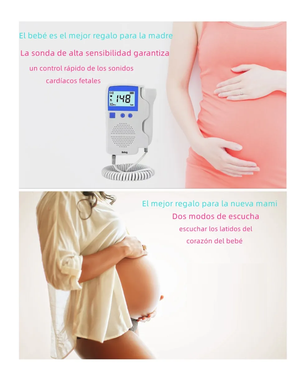 Foto 5 | Detector De Frecuencia Cardíaca Fetal Doppler + Gel Batería  Blanco/azul